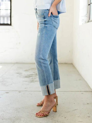 RISEN Medium Tummy Control Mid Rise Cuffed Straight - Bray and Em Boutique