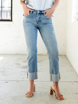 Flattering, comfortable, and effortlessly stylish — the RISEN Medium Tummy Control Mid Rise Cuffed Straight Jeans are designed to give you the perfect balance of structure and stretch. Featuring built-in tummy control technology, these jeans create a smooth, flattering silhouette while keeping you comfortable all day long.

The mid-rise fit offers a classic feel, while the cuffed straight-leg design gives a modern touch that pairs perfectly with sneakers, sandals, or heels. 