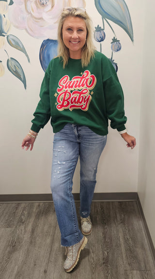 Santa Baby Oversized Graphic Fleece Top