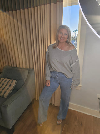 PREORDER POL HEATHER GREY TOP