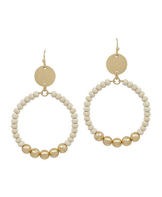 Round Metal Accent Wood Beads Earring - Bray and Em Boutique