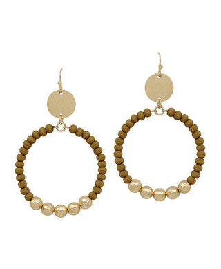Round Metal Accent Wood Beads Earring - Bray and Em Boutique