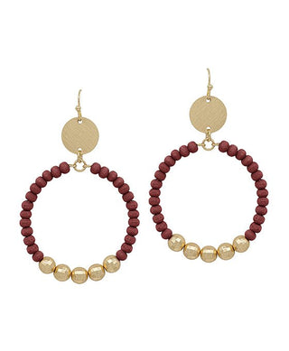 Round Metal Accent Wood Beads Earring - Bray and Em Boutique