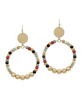 Round Metal Accent Wood Beads Earring - Bray and Em Boutique