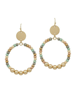 Round Metal Accent Wood Beads Earring - Bray and Em Boutique