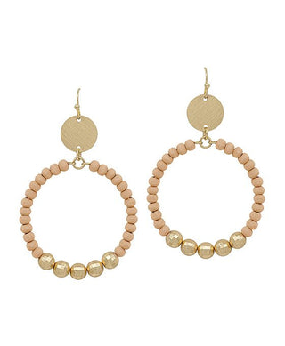 Round Metal Accent Wood Beads Earring - Bray and Em Boutique