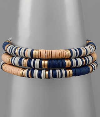 Rubber & Gold Disc Stretch Bracelet (Set of 3) - Bray and Em Boutique