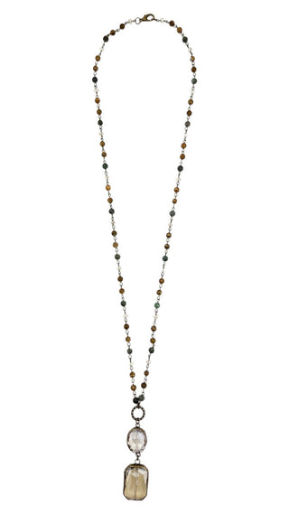 Savanna Jasper with Round and Square Pendant Necklace - Bray and Em Boutique