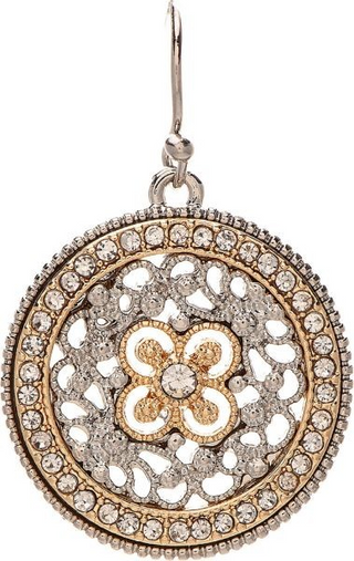 Two Tone Crystal Filigree Circle Earring