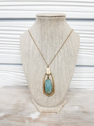 Semi - Precious Stone Teardrop Necklace - Bray and Em Boutique
