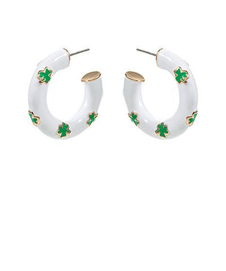 Shamrock Enamel Hoop Earring - Bray and Em Boutique
