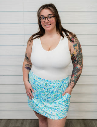 Sienna Skort - Aqua Floral - Bray and Em Boutique