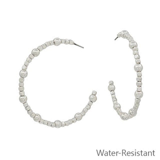Silver Bead Hoop Earrings - Bray and Em Boutique