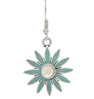 Silver Blue Aurora Borealis Center Daisy Earring - Bray and Em Boutique