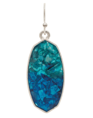 Silver Blue Ombre Inlay Ellipse Earring - Bray and Em Boutique