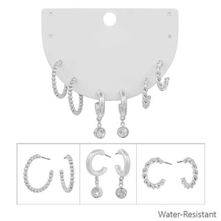Silver Hoop & Drop Earring Trio Set - Bray and Em Boutique