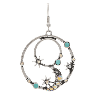 Silver Turquoise Aurora Borealis Gem Celestial Swirl Earring - Bray and Em Boutique