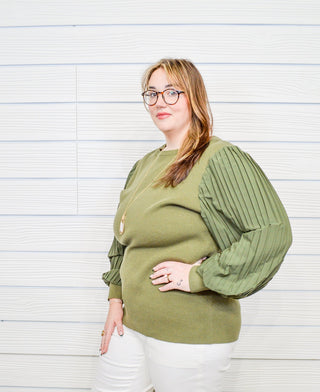 Simply Adore Pleated Sleeve Sweater - Bray and Em Boutique