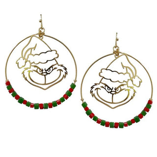 Sleigh With The Grinch Beaded Accent Earring - Bray and Em Boutique