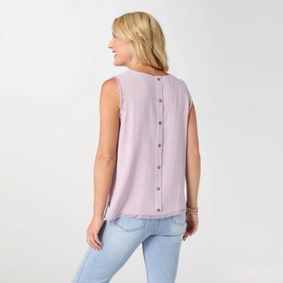 Sloane Button Back Tank with Frayed Edge - Bray and Em Boutique