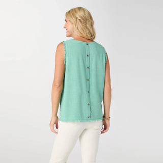 Sloane Button Back Tank with Frayed Edge - Bray and Em Boutique