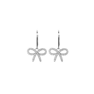 Small Huggie Hoop with Rhinestone Bow Drop - Bray and Em Boutique