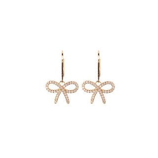 Small Huggie Hoop with Rhinestone Bow Drop - Bray and Em Boutique