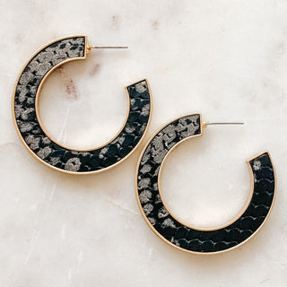 Snakeskin Open Hoop Earrings - Bray and Em Boutique