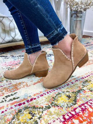 Spice It Up Bootie - Camel Faux Suede - Bray and Em Boutique