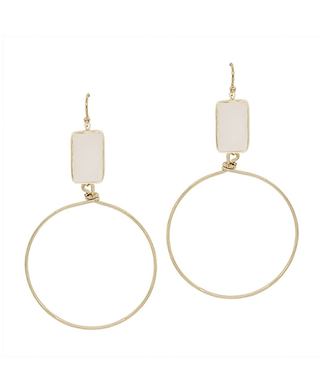 Square Stone round Wired Drop Earring - Bray and Em Boutique