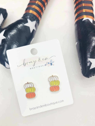 Stacked Pumpkin Earrings - Bray and Em Boutique