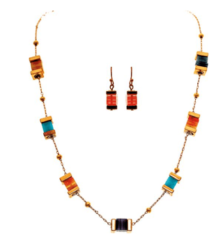 Stacked Stone Necklace & Earring Set - Bray and Em Boutique