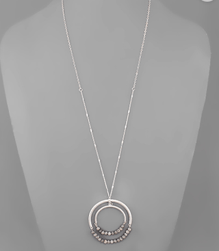 Stone and Textured Circle Necklace - Bray and Em Boutique