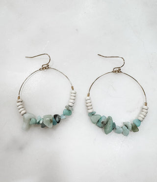 Stone and Wooden Hoop Earrings - Bray and Em Boutique