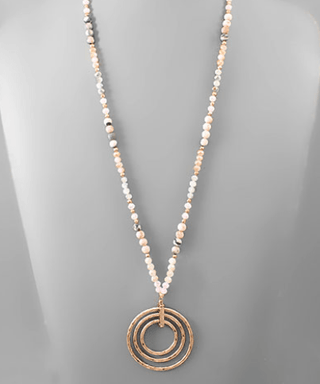 Stone & Glass Bead Triple Circle Necklace - Bray and Em Boutique