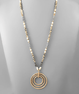 Stone & Glass Bead Triple Circle Necklace - Bray and Em Boutique