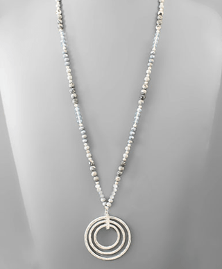 Stone & Glass Bead Triple Circle Necklace - Bray and Em Boutique