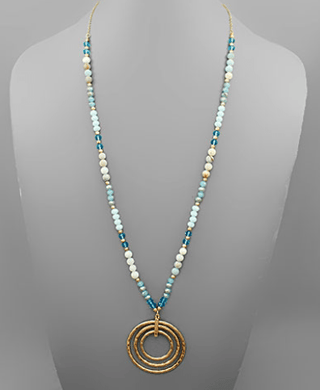 Stone & Glass Bead Triple Circle Necklace - Bray and Em Boutique