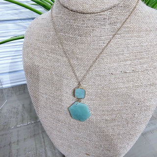 Stone Hexagon Charm Necklace - Bray and Em Boutique