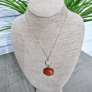 Stone Hexagon Charm Necklace - Bray and Em Boutique