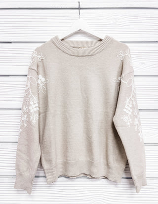 Stories Unfold Embroidered Sweater - Bray and Em Boutique
