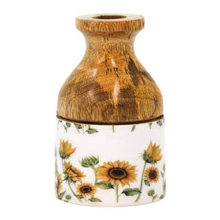 Sunflower Enamel Wood Vase - Bray and Em Boutique