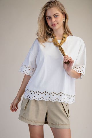 Sunlit Petals Washed Top - Bray and Em Boutique