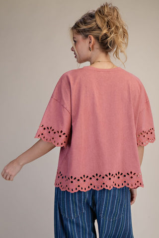 Sunlit Petals Washed Top - Bray and Em Boutique
