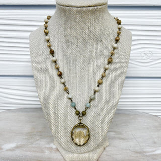 Sunrise Stone with Crystal Pendant Necklace - Bray and Em Boutique