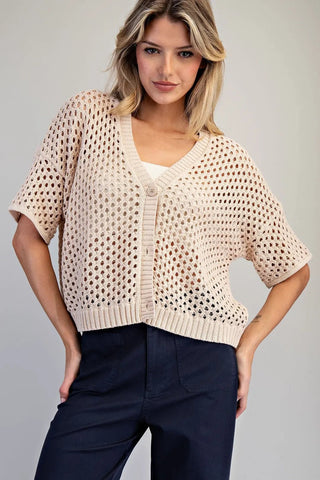 Sweet As Sass Open Knit Cardigan - Bray and Em Boutique