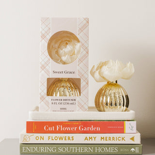 Sweet Grace Plaid Flower Diffuser | Metallic Vessel - Bray and Em Boutique