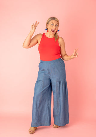 Sweet Taste Denim Palazzo Pants - Bray and Em Boutique