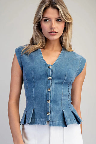 Sweetfield Denim Blouse - Bray and Em Boutique