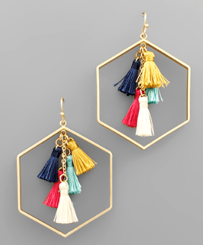 Tassel Harmony Hexagon Earrings - Bray and Em Boutique